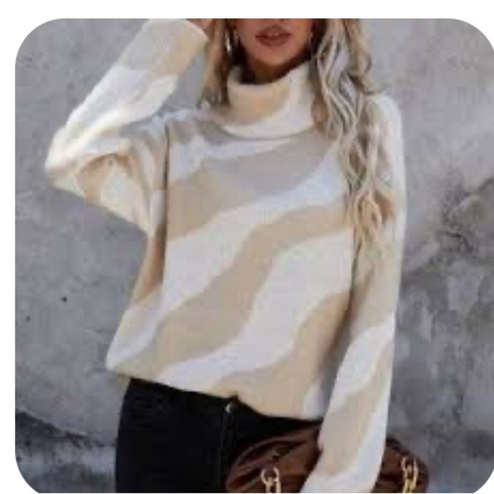 Cowl neck zebra print sweater